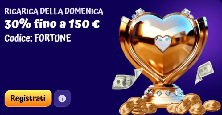 Ricarica della domenica 30 fino a 150 euro codice fortune